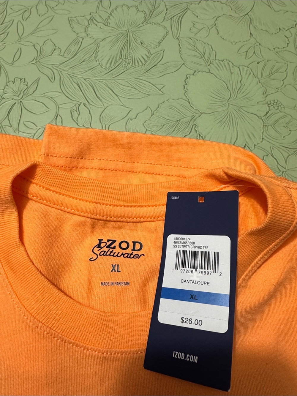 Izod Saltwater Men’s Short Sleeve Tee in Bright Orange (XL)